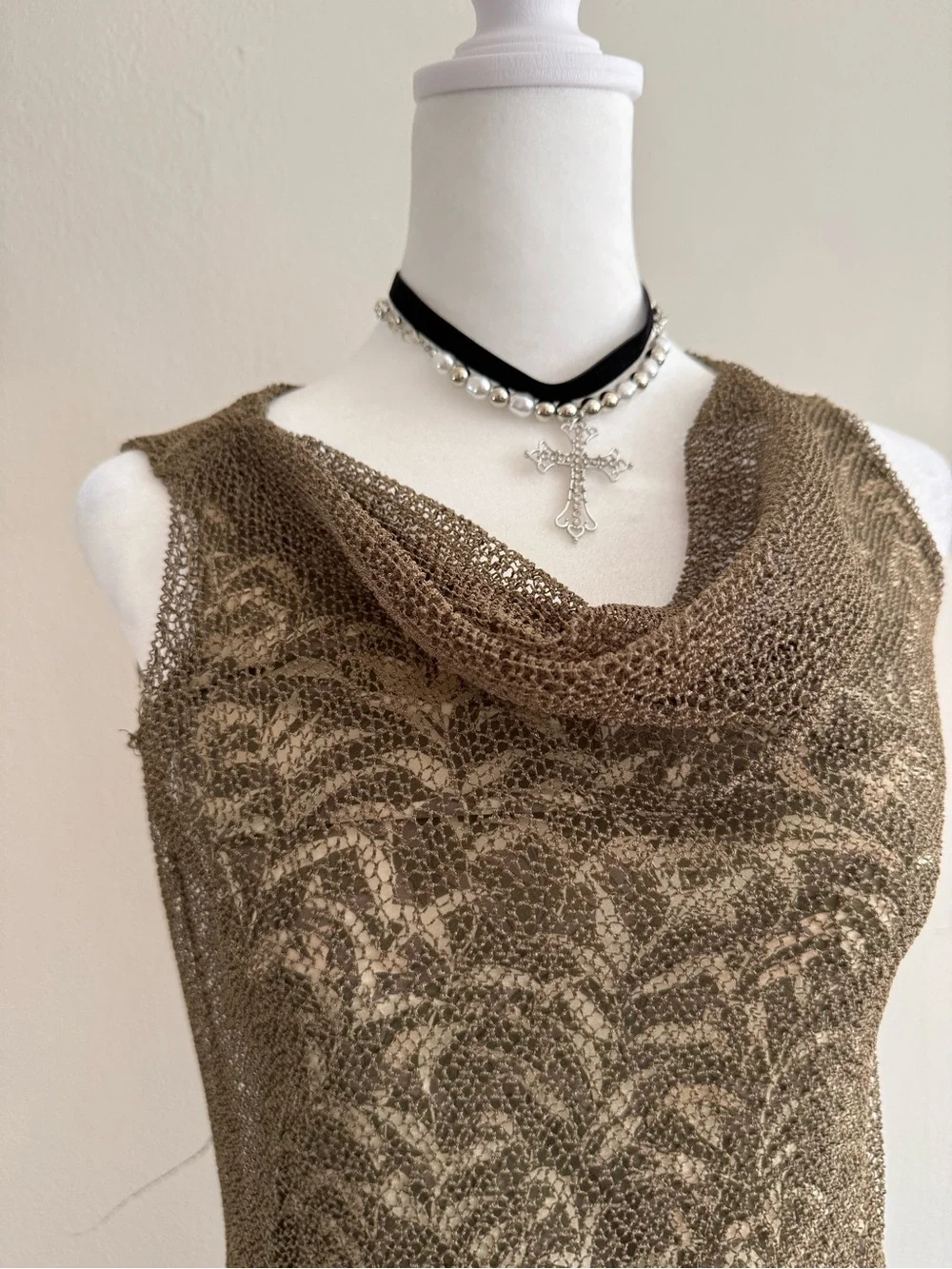 Sleeveless Silk 100% Cowl Neck Dress - Picture 5 of 8